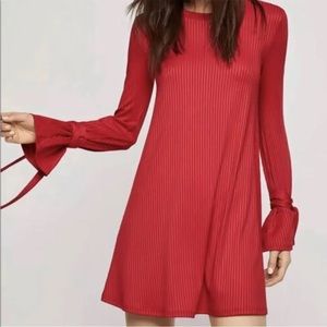 BCBGeneration Ribbed Red Tie Sleeve Dress